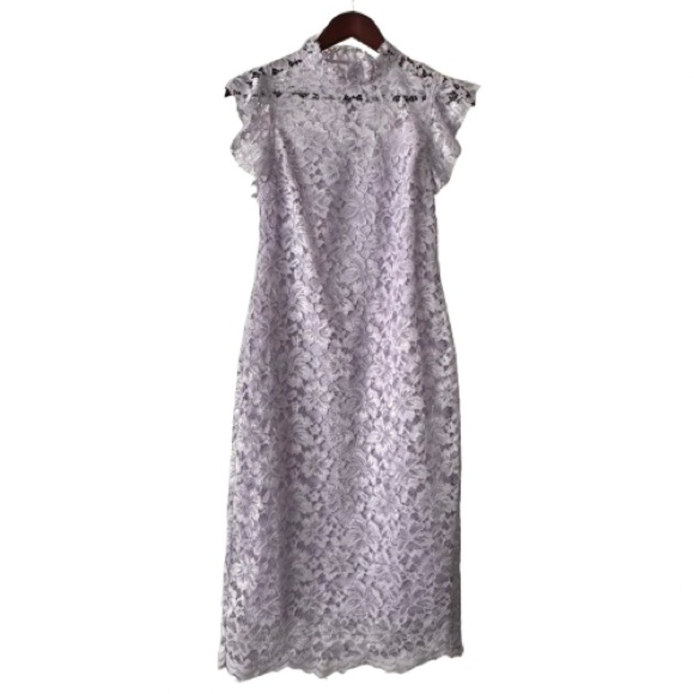 Enfocus Studio Women's 6 Purple/Lavender Sleeveless Sheath Midi Dress Mock Neck - Picture 10 of 13